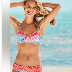 Lilly Pulitzer Pink and Blue Sea Shell Bikini top. Size 12.